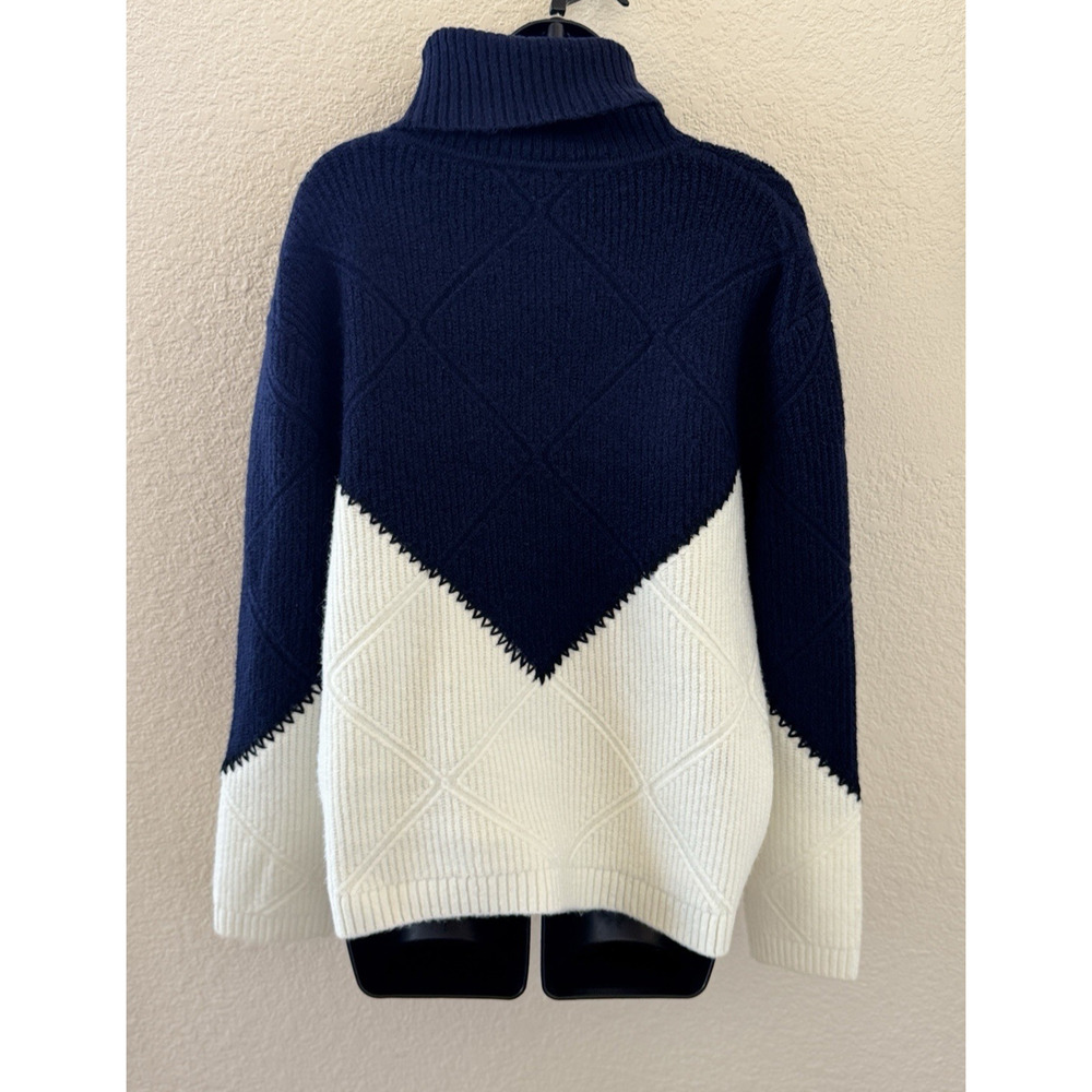 Tuckernuck Hyacinth House Sweater Navy White Diamond Demi Turtleneck Small - Picture 2 of 10